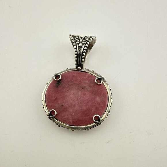 Carolyn Pollack Necklace Pink Rhodonite Pendant Cabochon Sterling Silver 925 - Picture 14 of 14